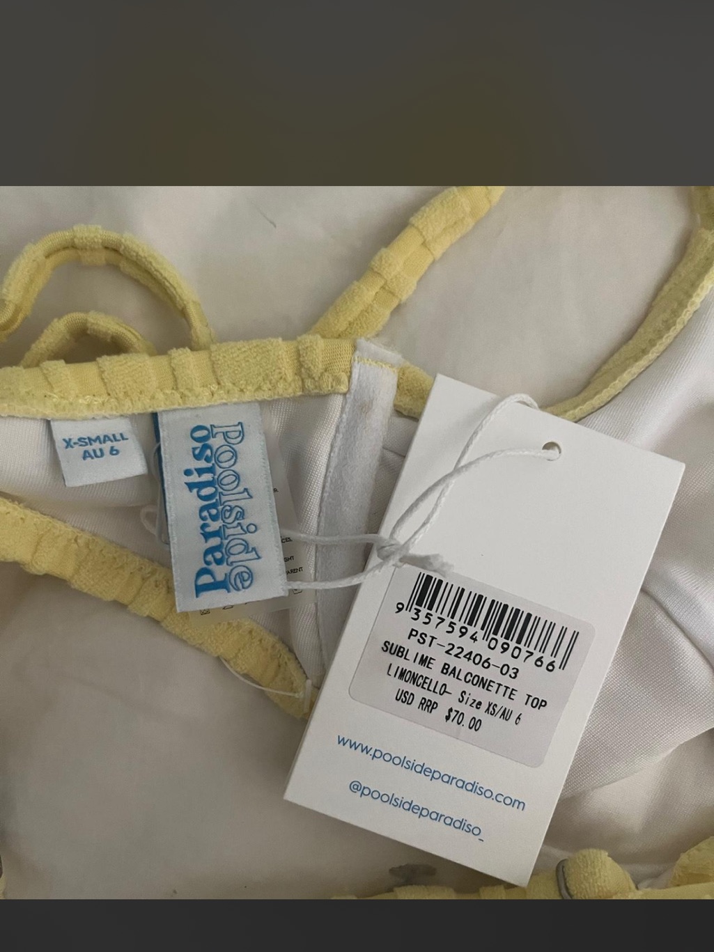 Nwt Poolside Paradiso Women's Ribbed Yellow Bikini Set, Similar To Triangl Style — image 4 of 4